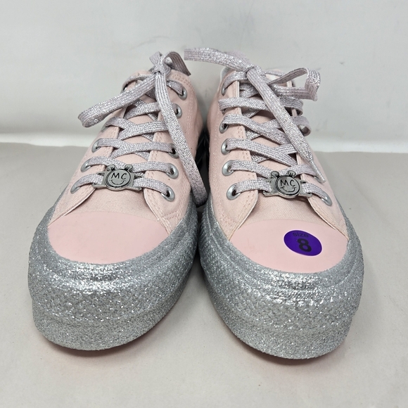 Converse All Star X Miley Cyrus Pink Canvas Sneakers Sz 8 Silver Metallic Sparks - Picture 4 of 12